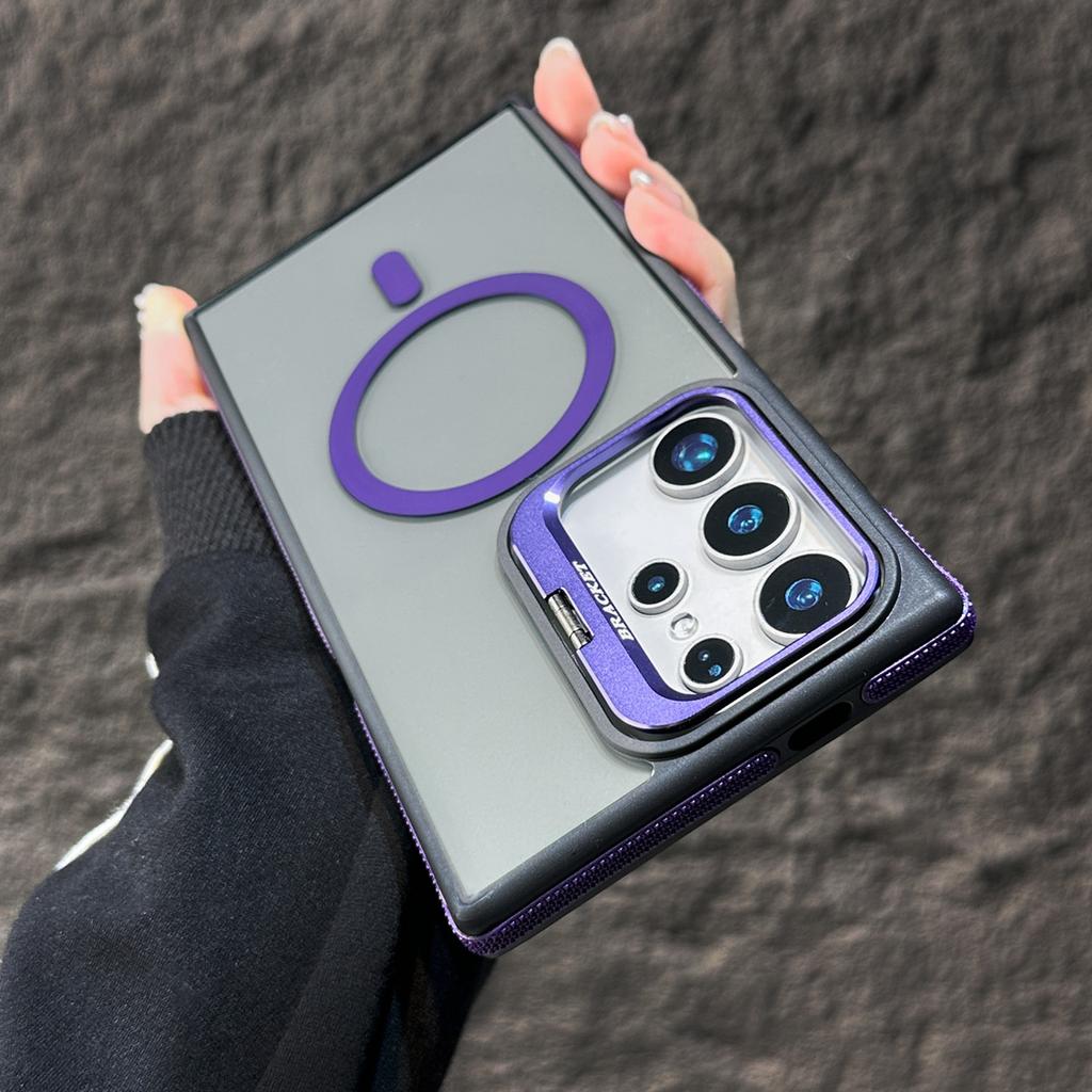 Luxury Clear Magnetic Shockproof Phone Case For Samsung Galaxy S25 Ultra S24 Plus S23 FE S22 Stand Color Protection Back Cover