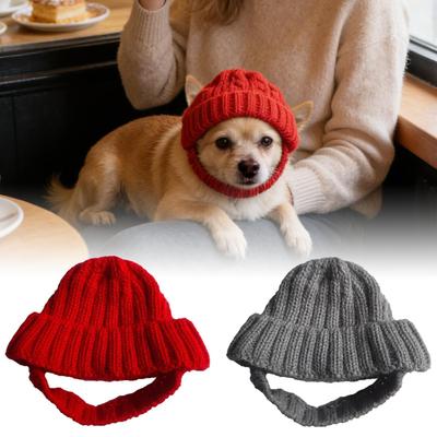 Hats for Dogs with Ear Holes Cute Soft Headwear Pet Winter Hats for Cats Kittens for Small Medium Large Cold Weather Party