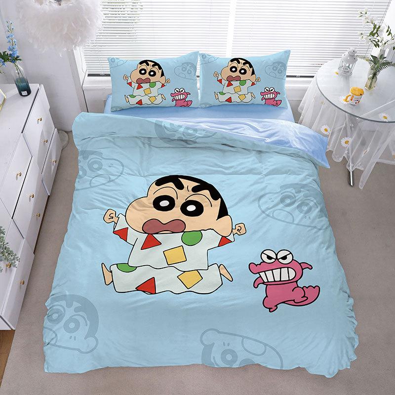 Cartoon Shin-Chan Duvet Cover Luxury Crayon Shin-Chan Bedding Set Pillowcase 2/3/Pcs Adult Children Gift Single Double