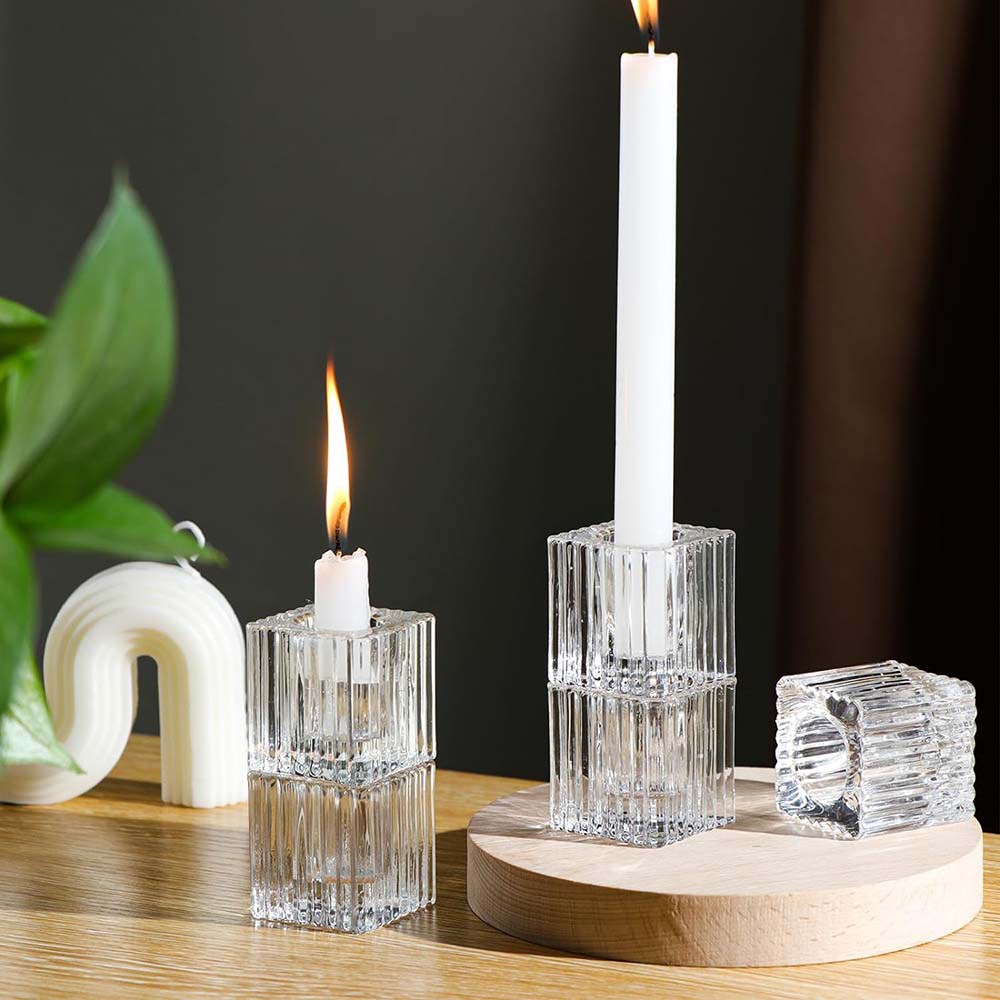 Taper Candle Holders,Glass Candlestick Holders,Clear Glass Candle Holders for Table Centerpiece,Wedding,Valentines Day,Party