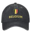 Vintage Belgijska Flaga Wypłukana Czapka Baseballowa Styl Uliczny Czapka Truckerka Letnia Damska Unisex Bieganie Hipisowski Projektant Czapki Baseballowe
