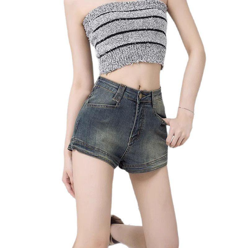 Women's 2025 High-Waisted Denim A-Line Hot Pants - New Summer Slim-Fit Elastic Shorts
