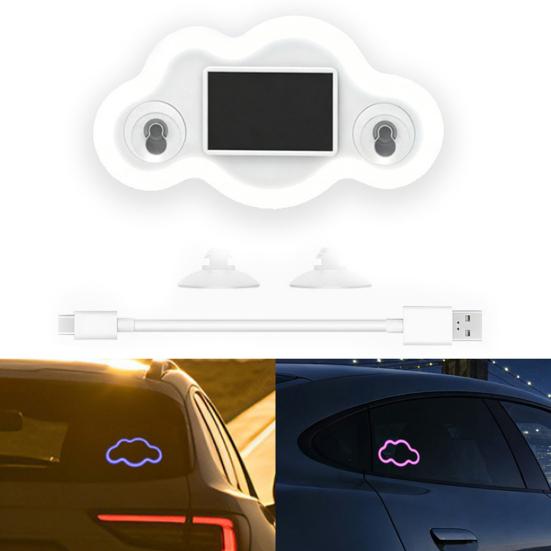 Solar Car Cloud Night Light Multi-Color LED Wireless Atmosphere Lamp for Triangle Window Wireless Waterproof Car Interior Decoration