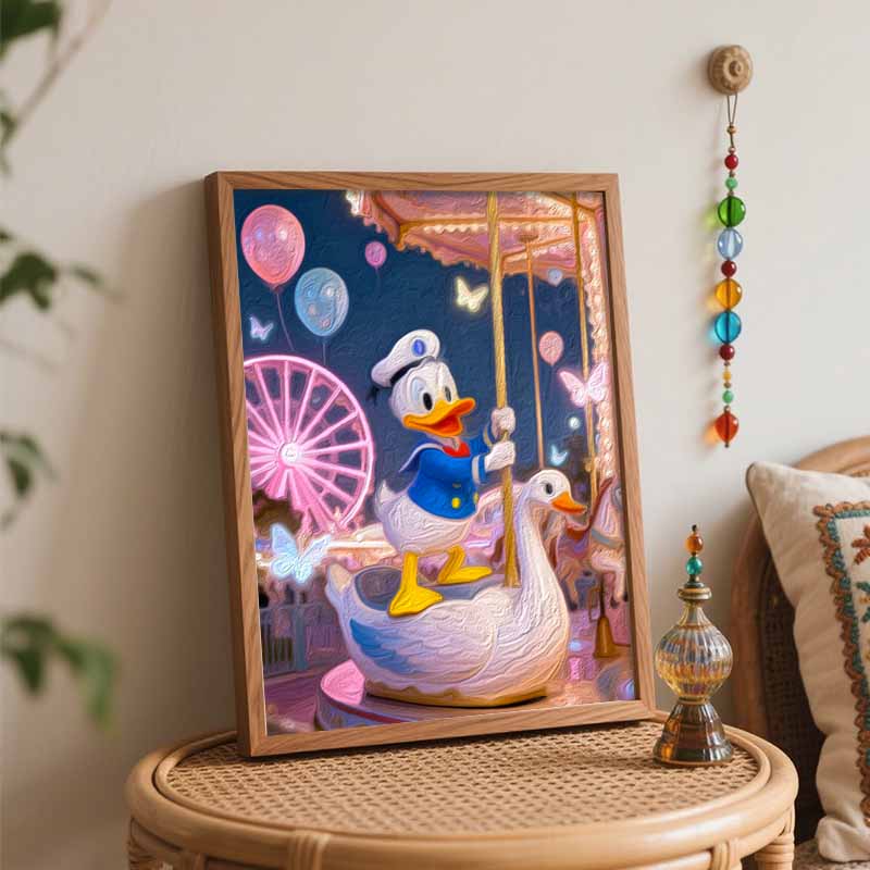 Disney Digital Oil Painting Art Kit Donald Duck Carousel Handmade Coloring Painting Home Decor