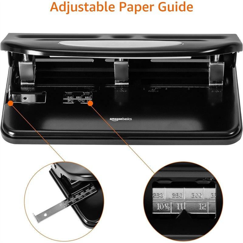 Fresh Hole Puncher For Loose-Leaf Paper, Adjustable 3-Hole Punch For Document Paper, 30 Sheet Capacity, 3-Hole Punch, Adjustable