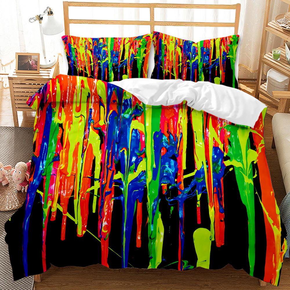 Abstract Duvet Cover Set Watercolour Painting Colourful Comforter Cover King Queen Size for Boys Girl Teen Polyester Bedding Set