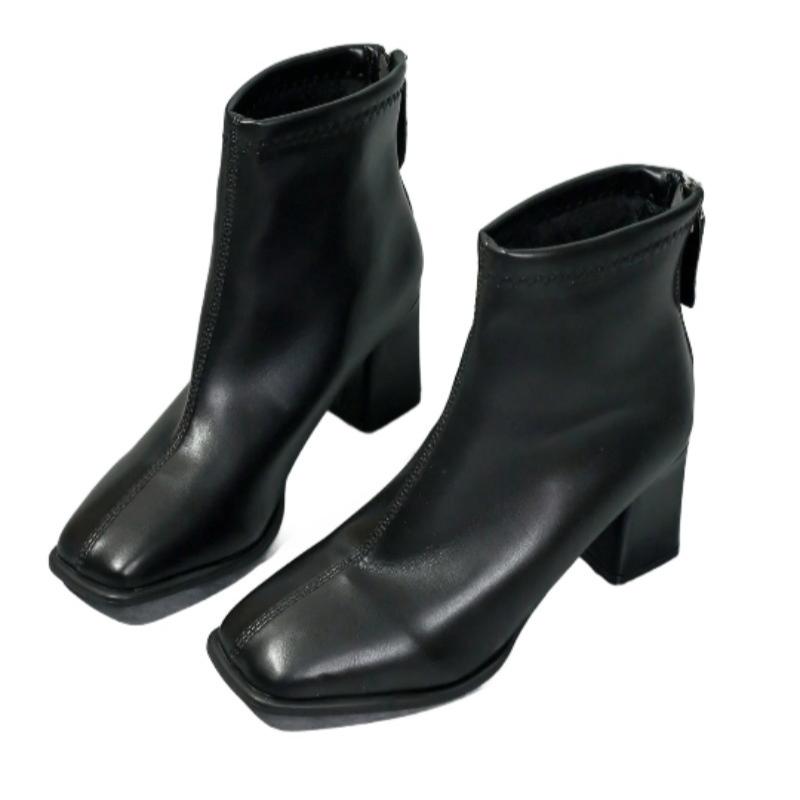 Fashion Women High Heels Short Boots Winter New Chunky Heeled Shoes 2025 Designer Chelsea Ankle Boots Classical Pumps Dress Zapatillas