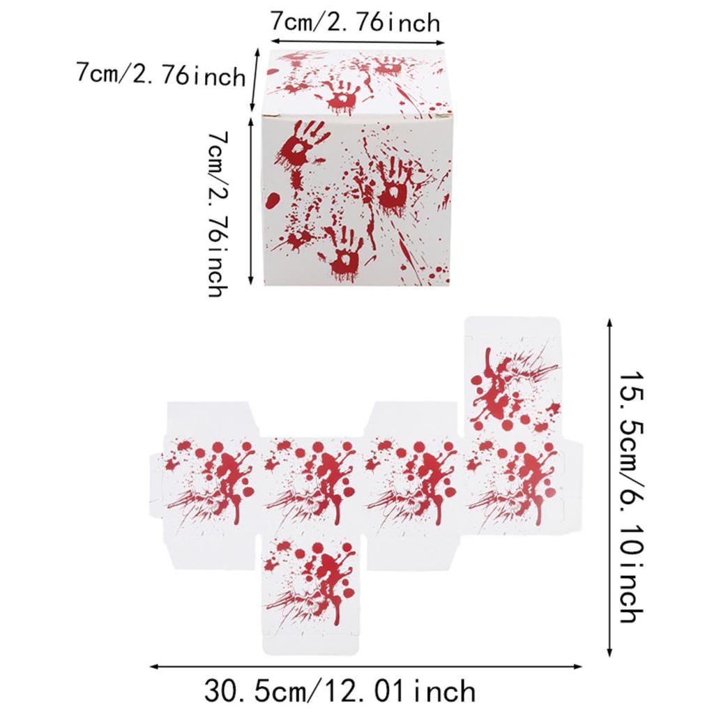 6pcs Festive Candy Snack Carton Environmentally Party Supplies Halloween Candy Boxes with Blood Hand Design for Kids Trick or Treat Party Favor