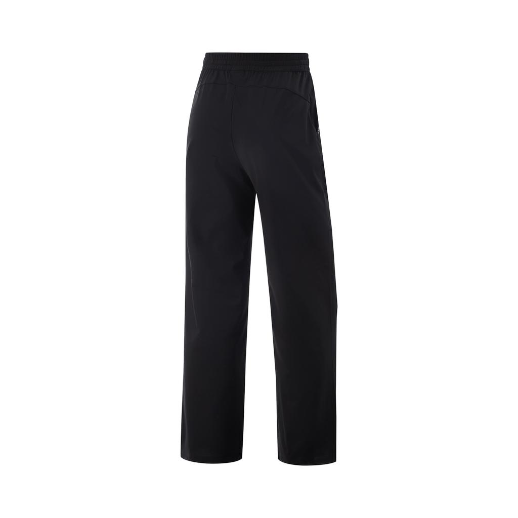 Li-Ning Fitness Series Casual Simple Solid Color Straight Leg Knitted Sports Pants Women Bottoms Black AKYV068-1