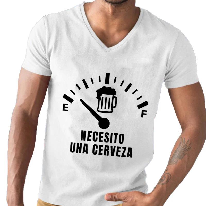 

Мужская уличная футболка Necesito Una Cerveza с принтом, топы, футболки с V-образным вырезом, летняя футболка, топы, футболка оверсайз для мужчин, одежда XXXXXL белый