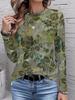T-shirt da donna a maniche lunghe con scollo rotondo per primavera e autunno, stampa 3D, streetwear, casual, top larghi, magliette, taglie forti