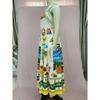 Vestidos Halter de Verão Femininos com Estampa Grafite e Sem Mangas e Bainha Grande