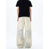 Kisko New High Street Dirty-Dyed Ripped Vibe Washed Jeans Unisex Trendy Brand Cool Loose Straight Pants