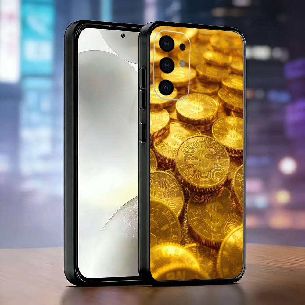 Money Gold Art Phone Case For Samsung S25,S24,S21,S22,S23,S30,Ultra,S20,Plus,Fe,Lite,Note,10,Black Cover