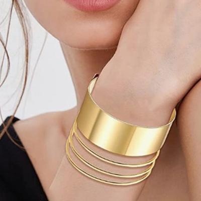 Mode Multi-layered Hohl Design Armreif Punk Stil Öffnung Metall Armband Einstellbar Frauen Armreif Schmuck Geschenk