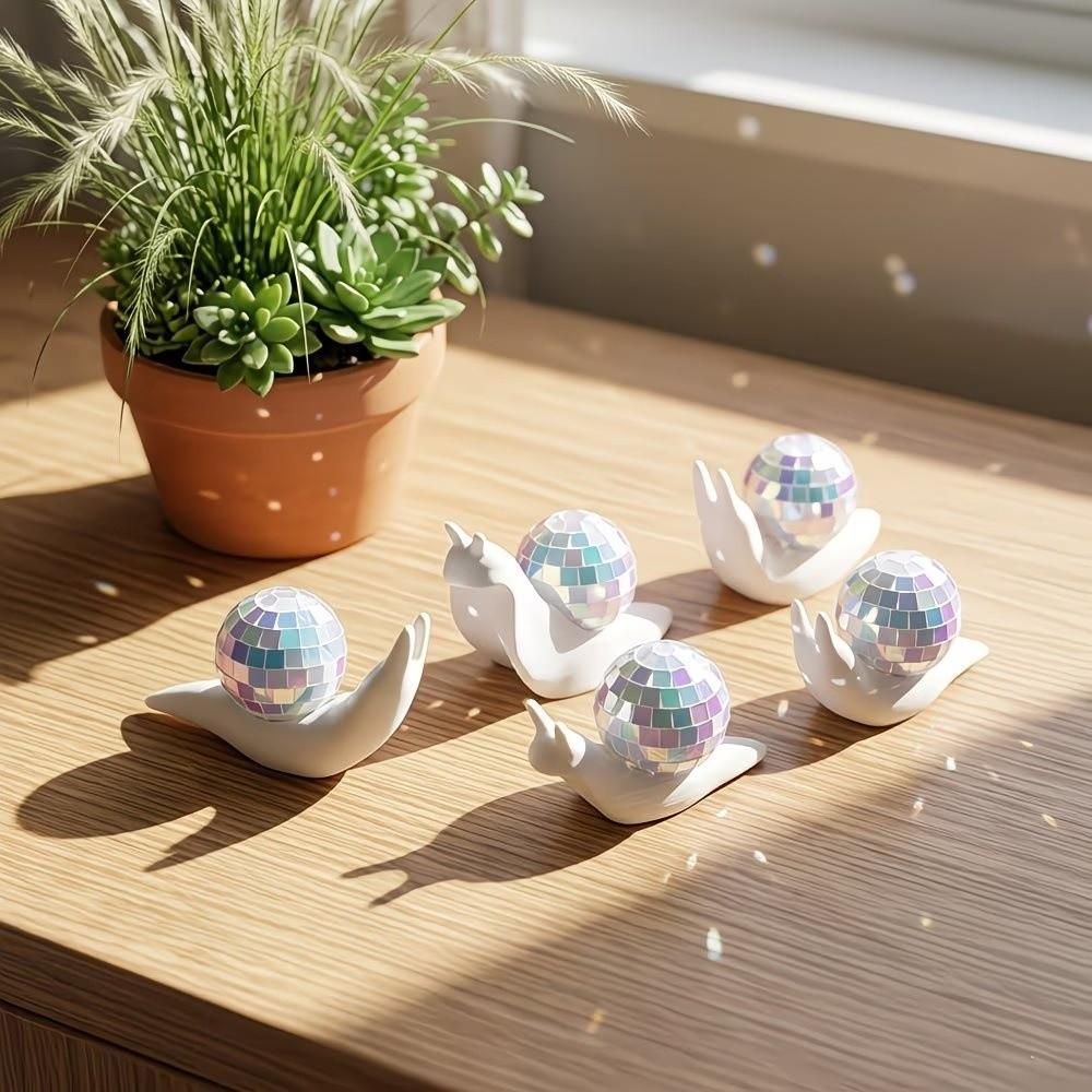 Retro Style Snail Disco Ball Sun Catcher Miniature Snail Desktop Ornaments Bedroom