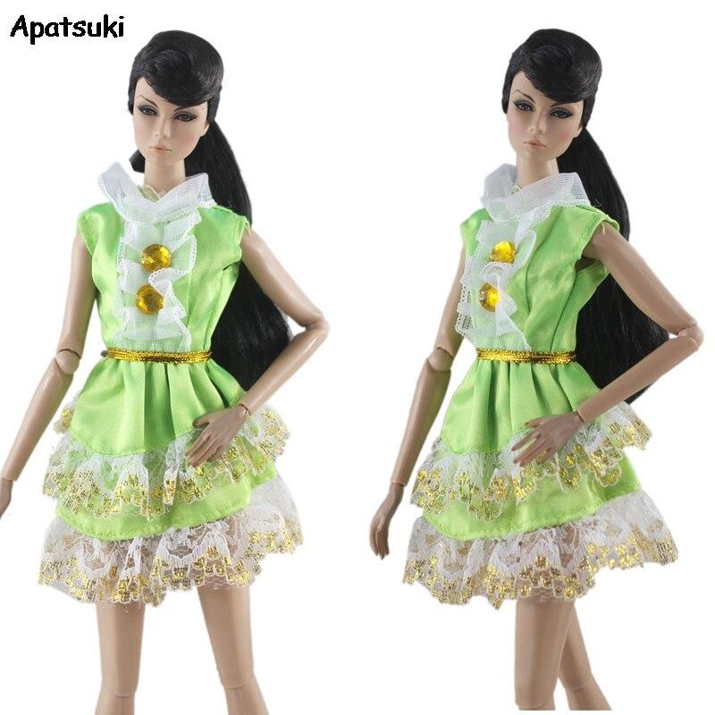 Green Lace Fashion Doll Clothes For Barbie Doll Dress Gown Outfits For Barbie Dollhouse 1/6 Dolls Accessories Kids Toy