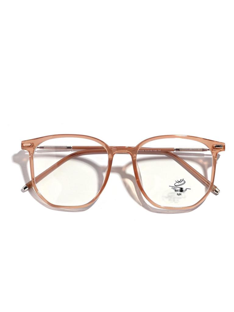 Xunge Retro Tea-Colored Flat Lens Glasses for Women