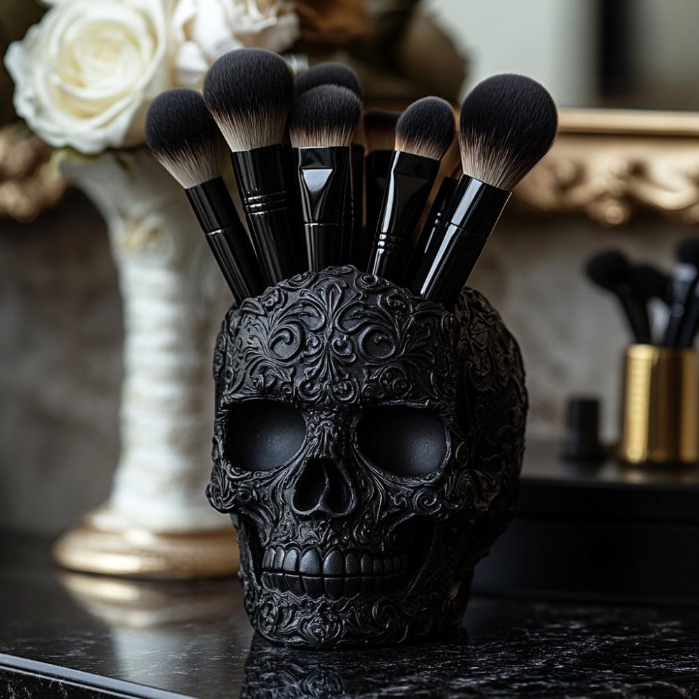 Desktop Skeleton Makeup Brush Organizer Makeup Organizer Cosmetic Storage Box Storage Ornament Halloween Decorations