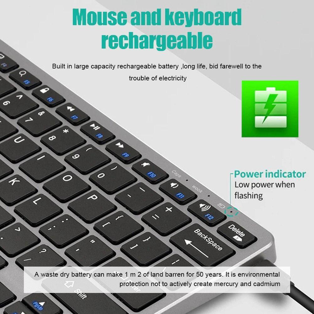 2.4G Wireless Keyboard Mouse Set 2 Modes Bluetooth 5.0 Keyboard Mouse Combo Ultra-thin Bluetooth Keyboard PC Accessories