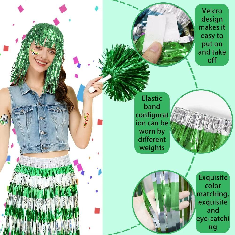 Fringe Skirt Football Match Fan Set Football Theme Cheerleading Gear Set  Game Day Match Party