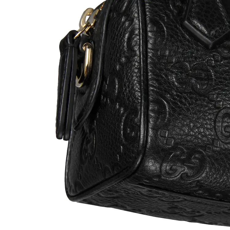 Gucci GG Emblem Adjustable Chain Zipper Closure Pebbled Leather Mini Shoulder Crossbody Bag Women Bags Black 815256-AAEEM-1000