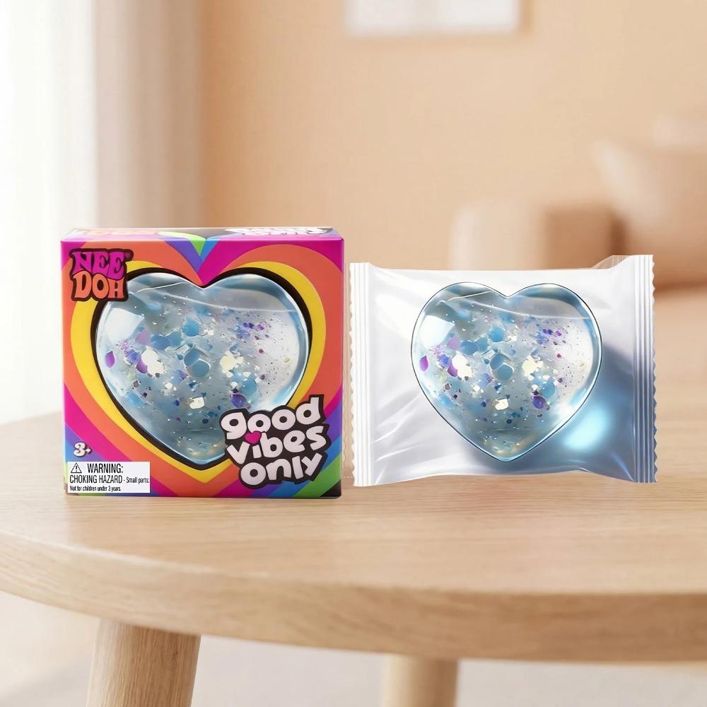 NeeDoh Teenie Sparkle Hearts herzförmiges Knetspielzeug mit weicher und angenehmer Haptik, klebt nicht und federt schnell zurück, süß und co