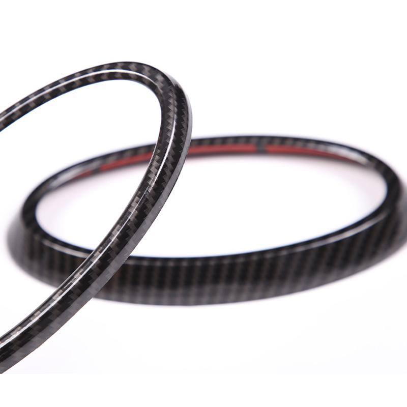 Black Carbon Fiber Texture ABS Car Exterior Front & Rear Emblem Badge Ring Cover Trim Kit Fit for Subaru XV New