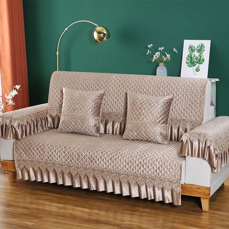 High End Lace Sofa Cushion All Seasons Three Person Anti Slip Seat Cushion Modern Sofas Cover Dust Proof Universal Towel Home Decoration