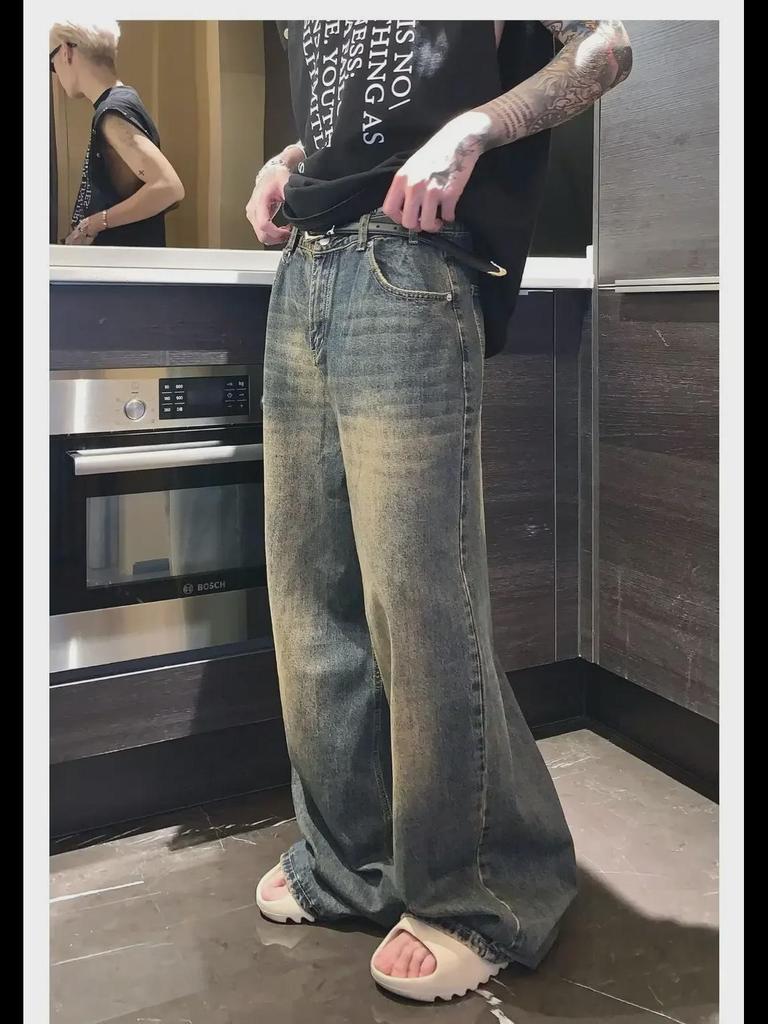 Herren Retro Gradient Wide-Leg Jeans – Trendy, Loose Fit für Herbst & Winter
