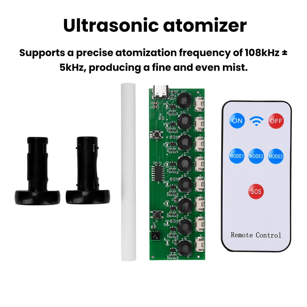 8 Spray Humidifier DIY Kits Mist Maker Driver Circuit Atomization Control Board Type-C Charging With Remote Control For Home