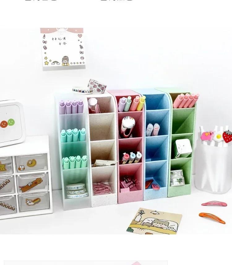 Kawaii Duża Pojemność Biurkowy Pojemnik na Długopisy Ołówki Kosmetyki Pudełko do Przechowywania Organizer na Biurko Stojak Etui Szkolne Biurowe Artykuły Papiernicze