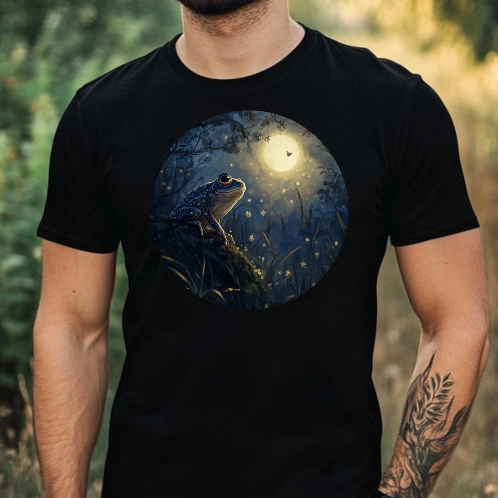 T-Shirt Herren Frosch im Mondlicht Motiv Baumwolle Größe XS bis 5XL XXXXL