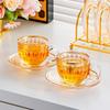 6 Pièces Style Européen Bordure Dorée Mini Tasses à Café en Verre Mug Luxe Léger Set de Tasses à Thé de l'Après-midi Ustensiles de Boisson Ménagers