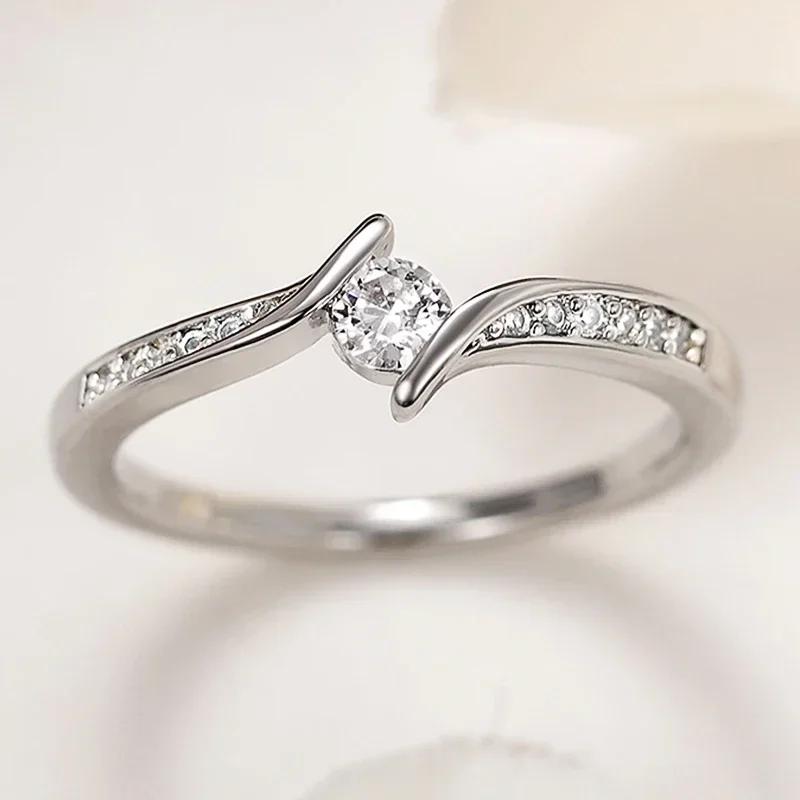 

2026 Exquisite Cross Finger Rings with Round Cubic Zirconia Wedding Accessories for Women Simple and Elegant Female Zircon 6