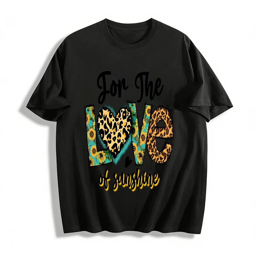 

For The Love Of Sunshine Leopard Sunflower Print Casual Tee Pure cotton T-shirt XXS
