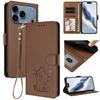 For iPhone 17 Pro Max Wallet Case with Wrist Strap Love Cat Pattern Imprint Leather Phone Cover