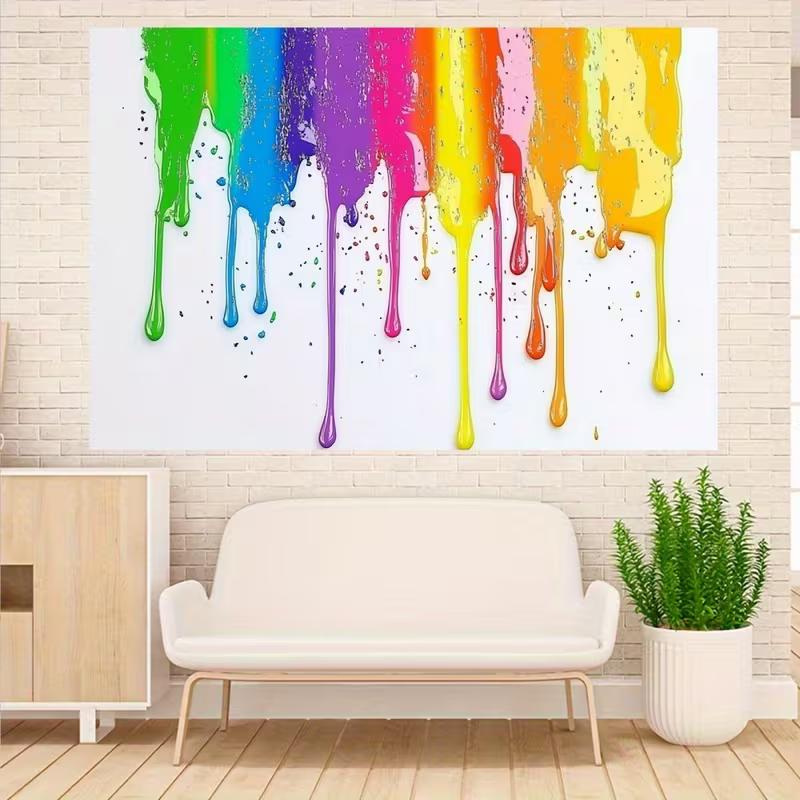 2D Modern Art Rainbow Paint Drip Tapestry Vibrant Melting Colors Wall Decor 47.2x31.5inch/120*80cm