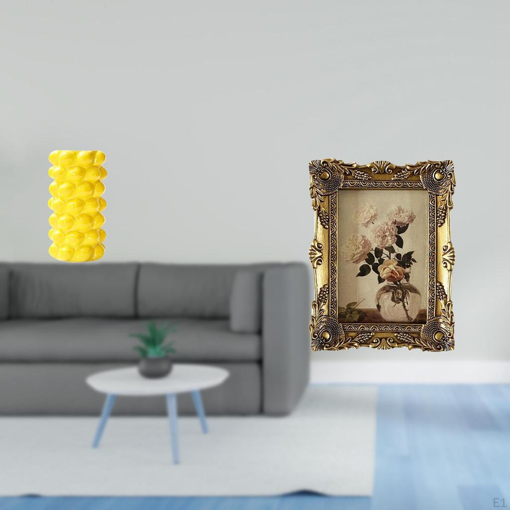 Porcelain Flower Vase And Ornate Picture Frame Vintage Resin Decorative Photo Display Ornament