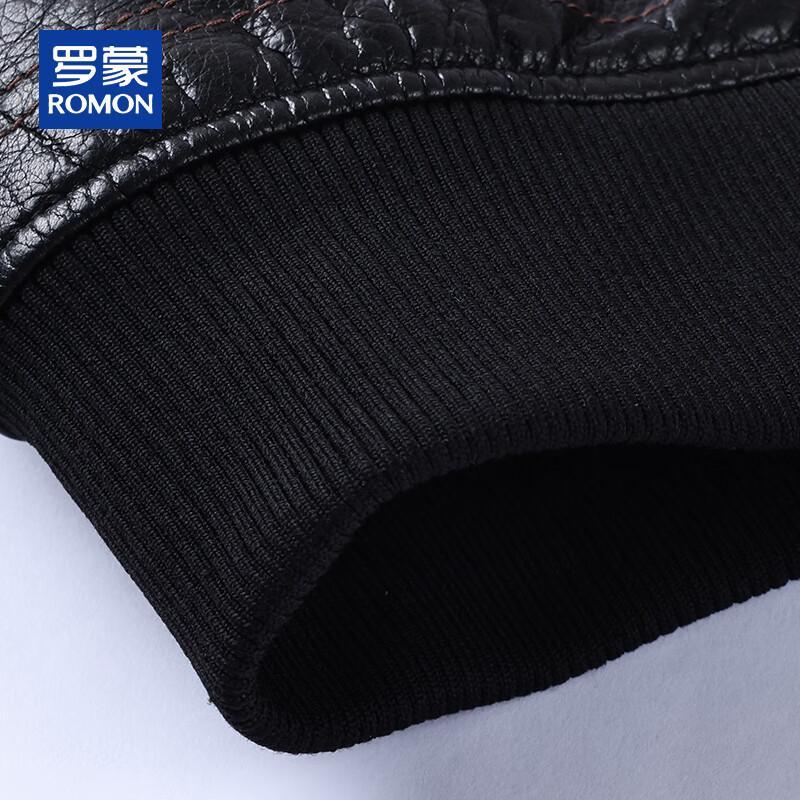 ROMON Men's Genuine Leather Lapel Jacket