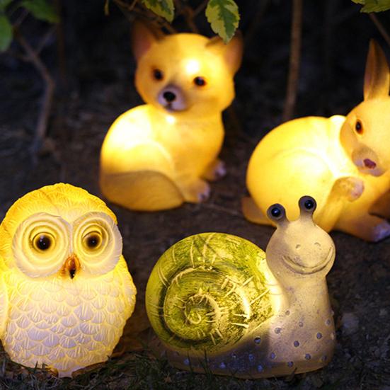 Harz Solar Tierleuchte für Garten Wasserdichte Cartoon-Statue für Hof Terrasse Niedliche Dekorative Lampe für Außenlandschaft