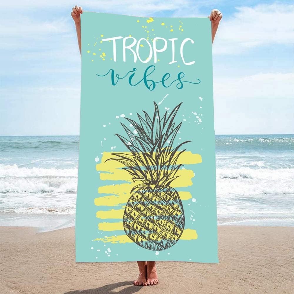 

Orange Beach Towel Green Starfish Print Sandproof Bath Towel Summer Vacation Quick Dry Microfiber Blanket for Surfing Seaside W40*H60(CM)