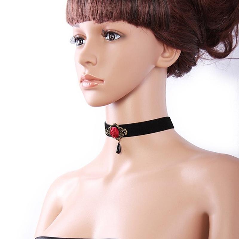 1Pc Elegant Rose Choker Necklace For Women Accessories Gothic Party Jewelry