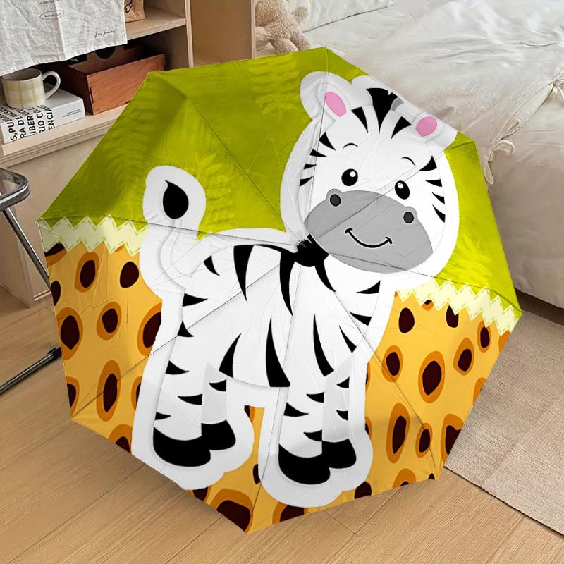 1pc Zebra Print Automatic Open/Close Umbrella, Folding Compact Umbrella with Lightweight Design for Women/Men Yy251028230
