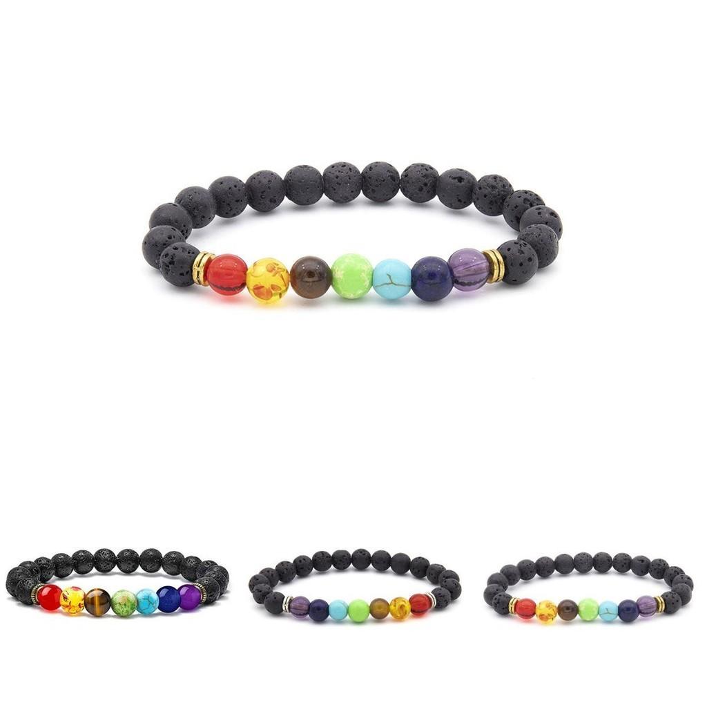 Natural Volcanic Stone Bracelet Colorful Energy Beads Wholesale Fashion Jewelry For Men And Women