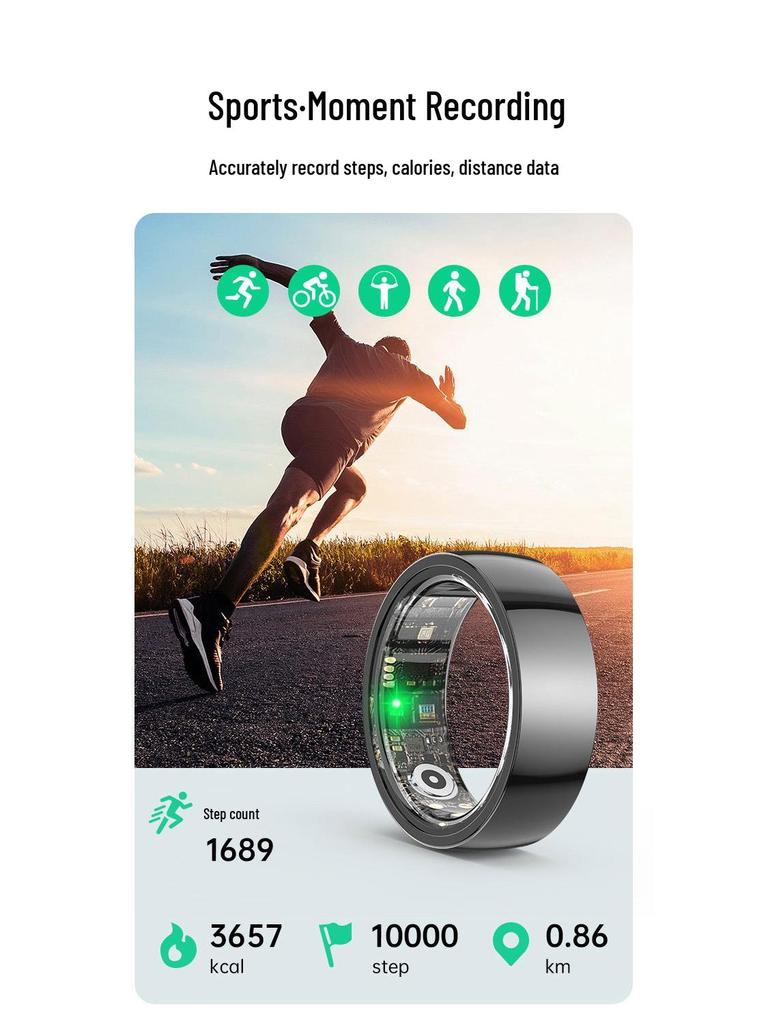 Smart Ring: Heart Rate, Blood Oxygen, Sleep Monitor & Waterproof Pedometer