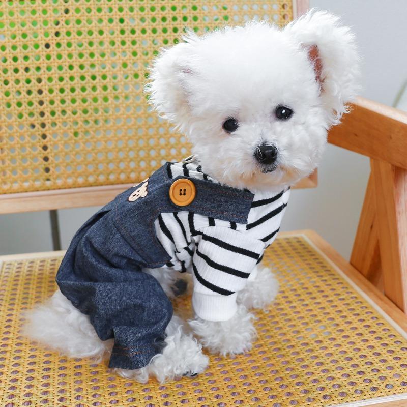 

Pet Circle Pet Clothes Dog Cat Clothing Four-legged Bear Head Jeans Trendy Brand xs-about 1.0-1.5kg