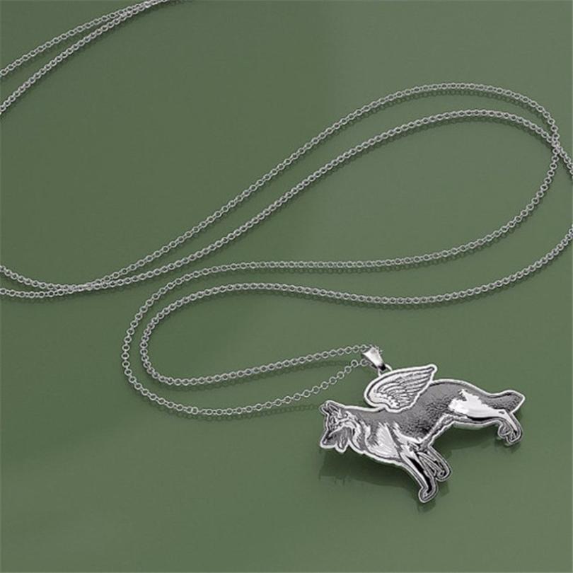 German Dog Shepherd Angel Puppy Animal Necklaces Pendants Gift for Women Chain Necklace