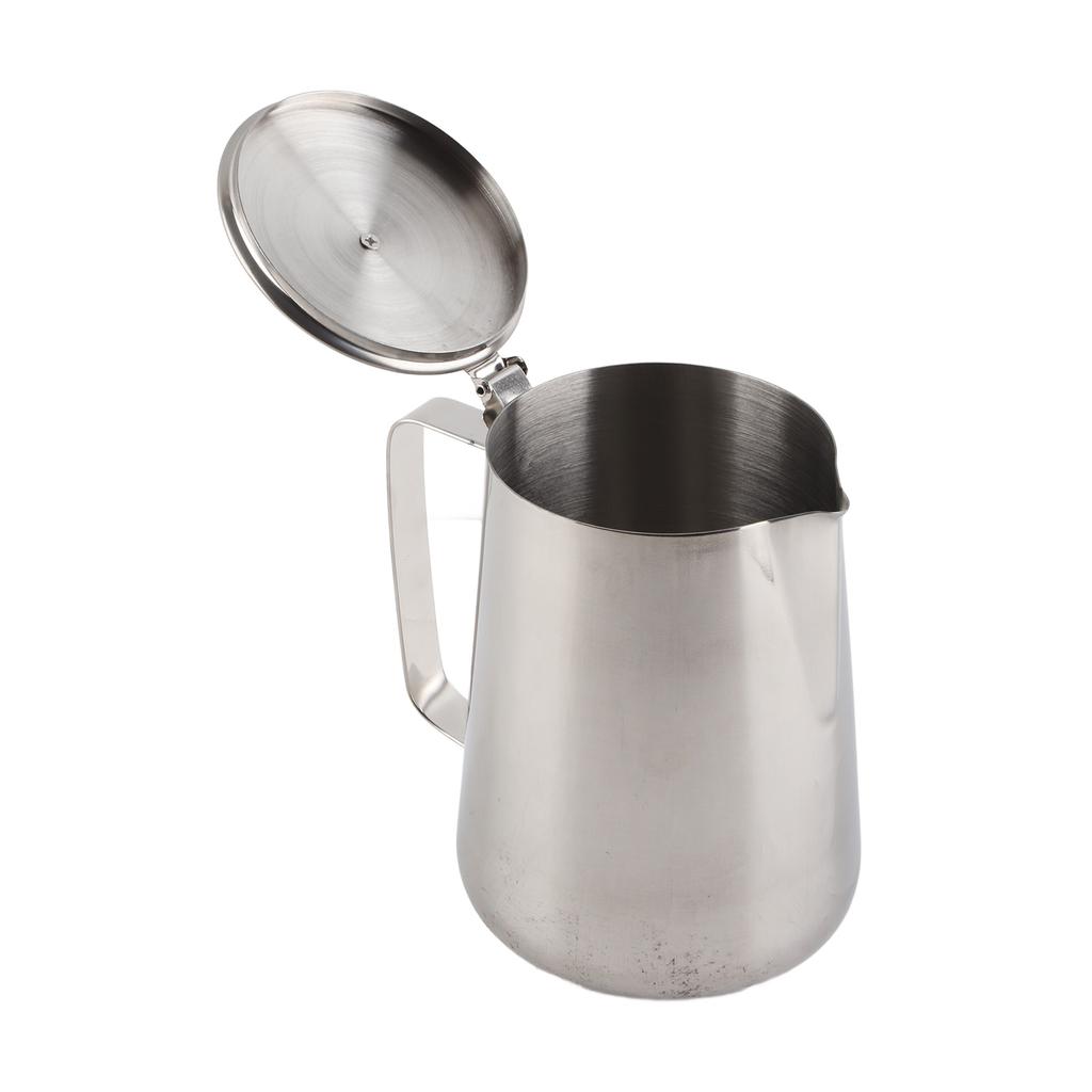 Kaffekopp i rostfritt stål Mugg Mjölkskumningskanna Kannkanna med lock för Latte Kaffe Latte Art(2000ml)