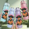 1PC UFO Mountain Retro Art 750ml Color Plastic Sports Water Bottle Leakproof Flip Straw Lid Suitable for Sports Office Home Use